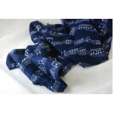 Great blue foulard or scarf with white pentagram and G clef.