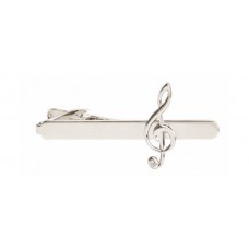 Musical tie clip with G or treble clef and crystal